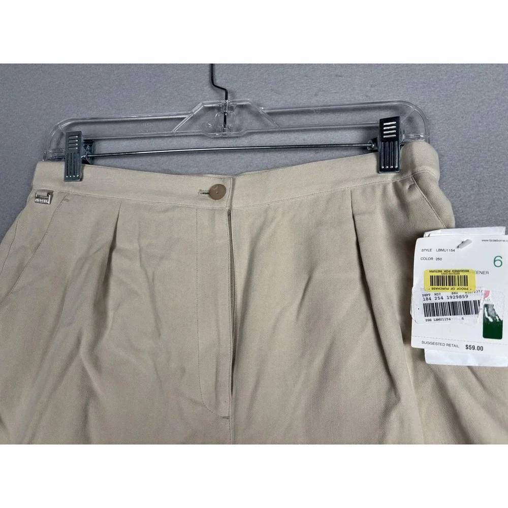 Lizgolf‎ By Liz Claiborne Shorts Womens 6 Beige Silk Golf Bermuda Pleated Twill